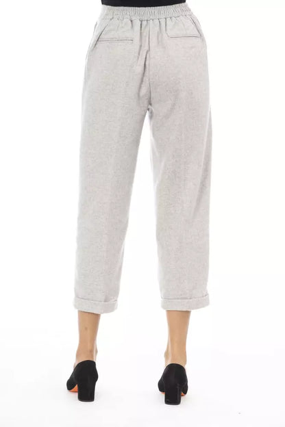 Alpha Studio Ladies' Light Grey Wool Cropped Trousers