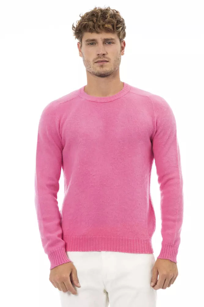 Alpha Studio Men's Pink LW Crewneck Sweater