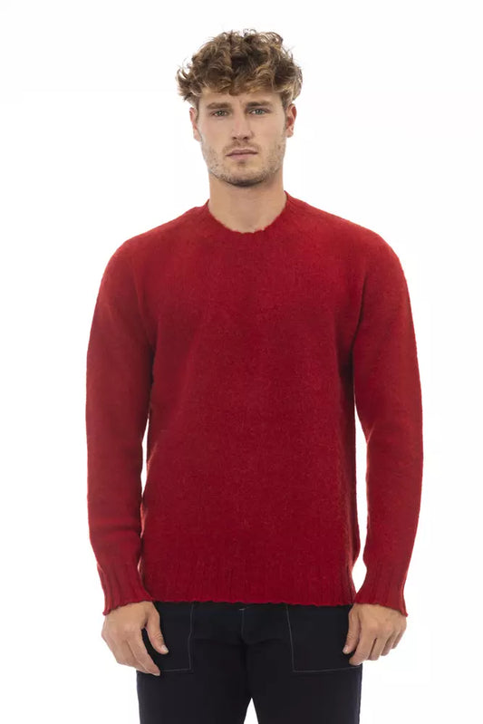 Alpha Studio Men's Red Wool Crewneck Sweater