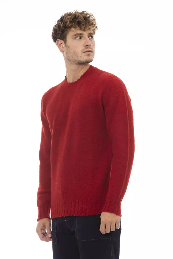 Alpha Studio Men's Red Wool Crewneck Sweater