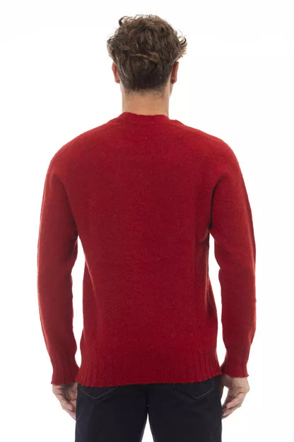 Alpha Studio Men's Red Wool Crewneck Sweater