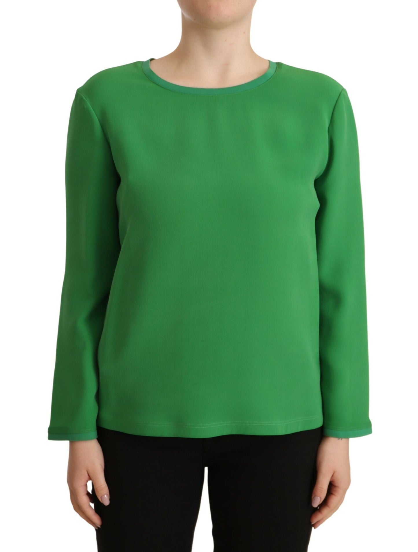 Giorgio Armani Green Silk Long Sleeves Round Neck Sweater