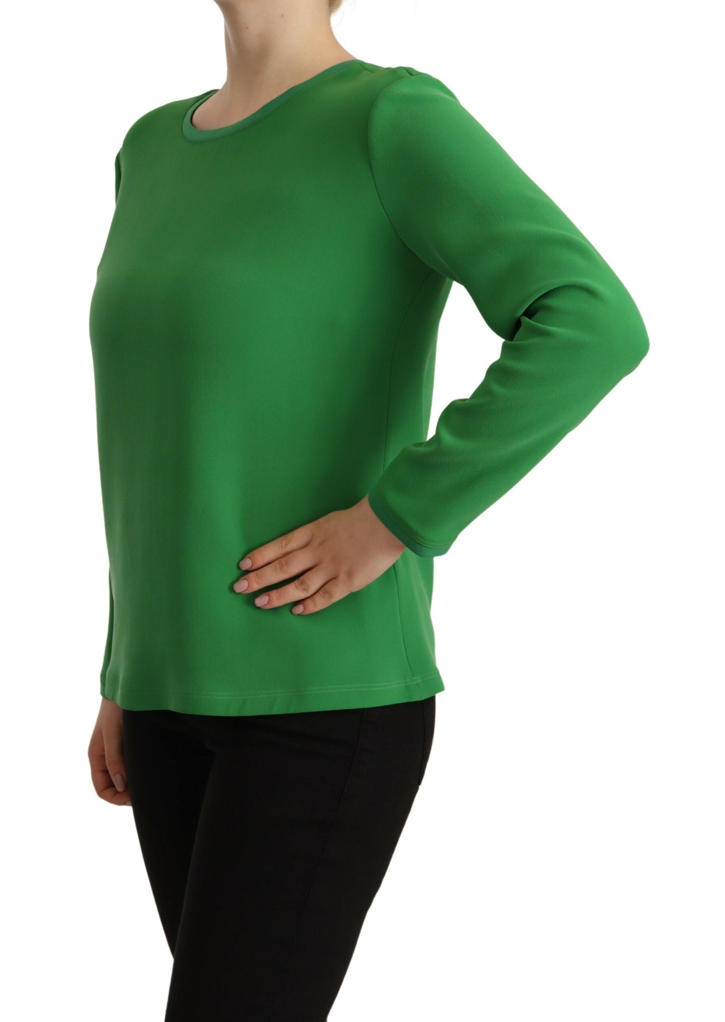 Giorgio Armani Green Silk Long Sleeves Round Neck Sweater