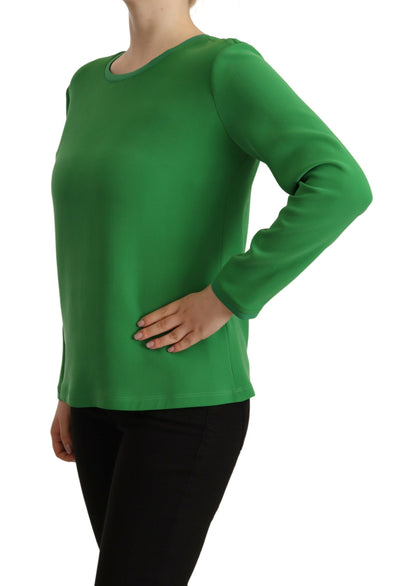 Giorgio Armani Green Silk Long Sleeves Round Neck Sweater