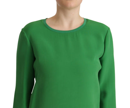 Giorgio Armani Green Silk Long Sleeves Round Neck Sweater