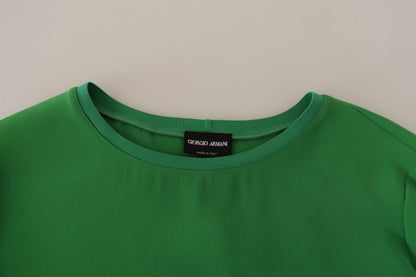 Giorgio Armani Green Silk Long Sleeves Round Neck Sweater