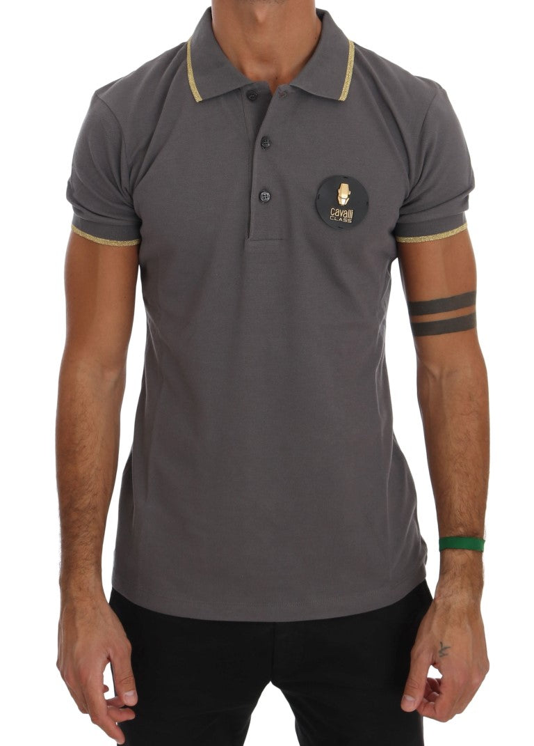 Roberto Cavalli Gray Collared Short Sleeve T-shirt