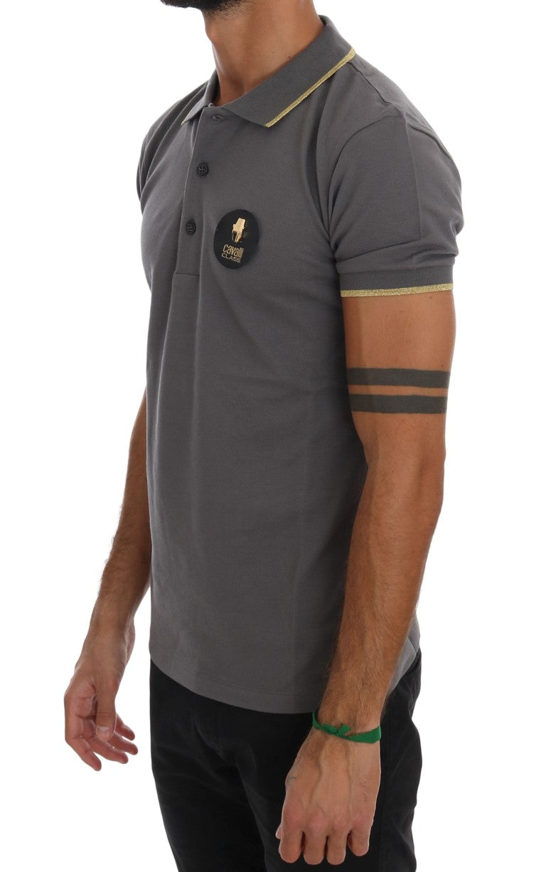 Roberto Cavalli Gray Collared Short Sleeve T-shirt