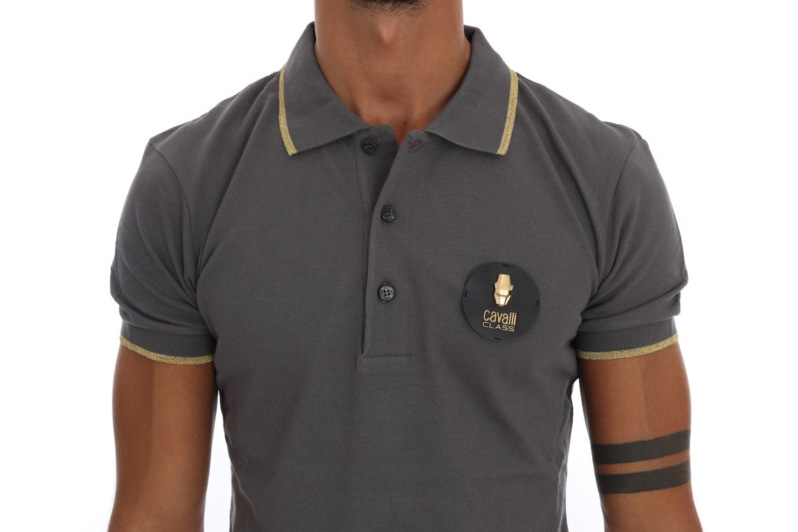 Roberto Cavalli Gray Collared Short Sleeve T-shirt