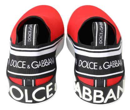 Dolce & Gabbana Red White Flat Sneakers Loafers Shoes