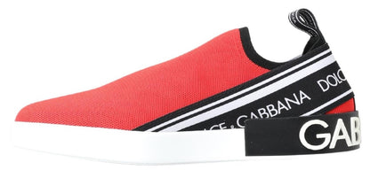 Dolce & Gabbana Red White Flat Sneakers Loafers Shoes