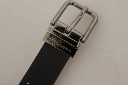 Dolce & Gabbana Black Calf Leather Perforated Metal Buckle Belt