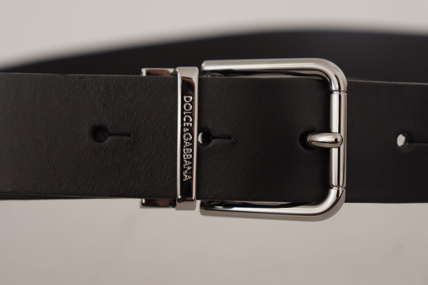 Dolce & Gabbana Black Casual Calf Leather Logo Metal Buckle Belt