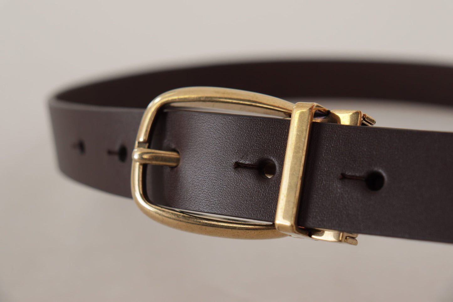 Dolce & Gabbana Dark Brown Calf Leather Gold Tone Metal Buckle