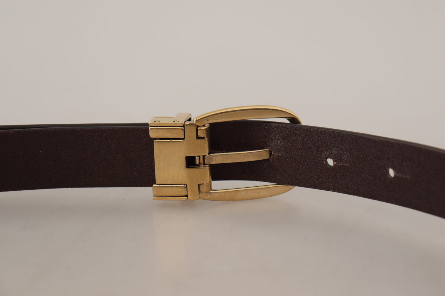 Dolce & Gabbana Dark Brown Calf Leather Gold Tone Metal Buckle