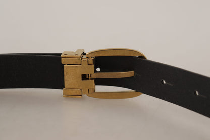 Dolce & Gabbana Brown Leather Classic Vintage Metal Buckle Belt