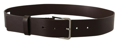 Dolce & Gabbana Brown Solid Calf Leather Logo Metal Buckle Belt