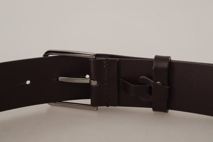 Dolce & Gabbana Brown Solid Calf Leather Logo Metal Buckle Belt