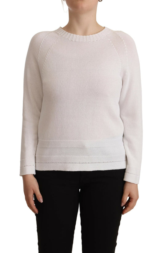 Alpha Studio Ladies' White Long Sleeves Crewneck Pullover Sweater