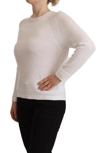 Alpha Studio Ladies' White Long Sleeves Crewneck Pullover Sweater