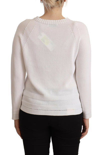 Alpha Studio Ladies' White Long Sleeves Crewneck Pullover Sweater