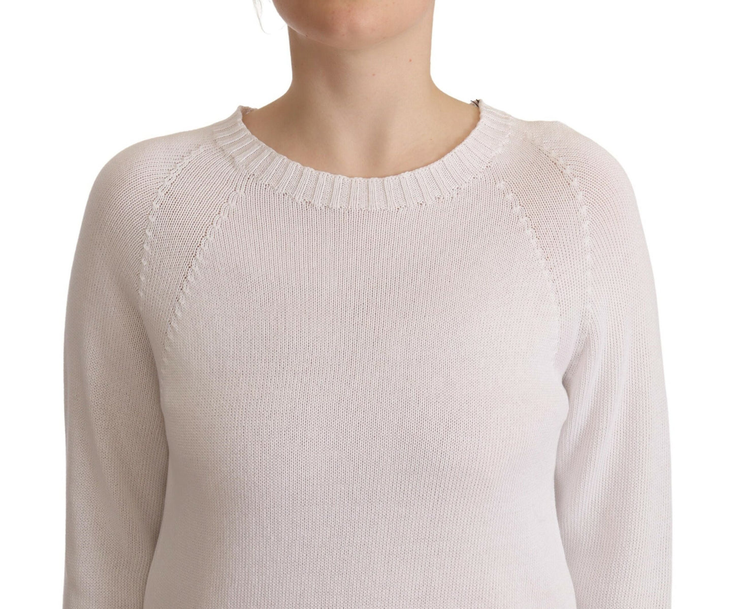 Alpha Studio Ladies' White Long Sleeves Crewneck Pullover Sweater