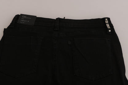 Costume National Black Embellished Mid Waist Skinny Denim Jeans