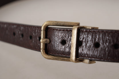 Dolce & Gabbana Brown Calf Leather Vintage Logo Metal Buckle Belt