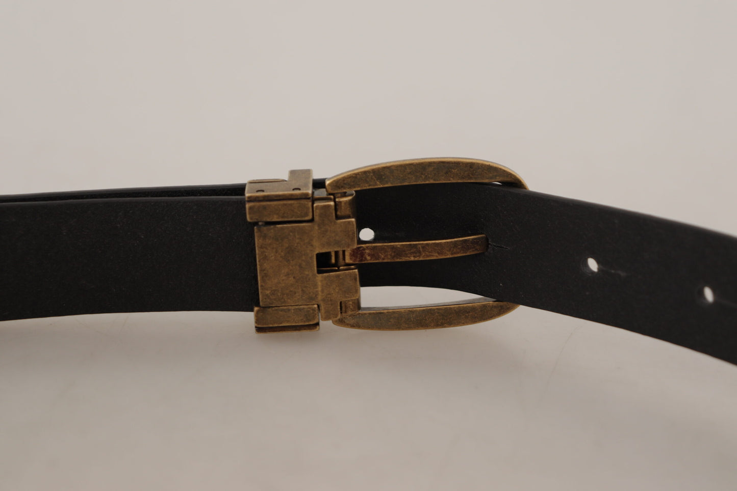 Dolce & Gabbana Brown Leather Vintage Style Brass Metal Buckle Belt