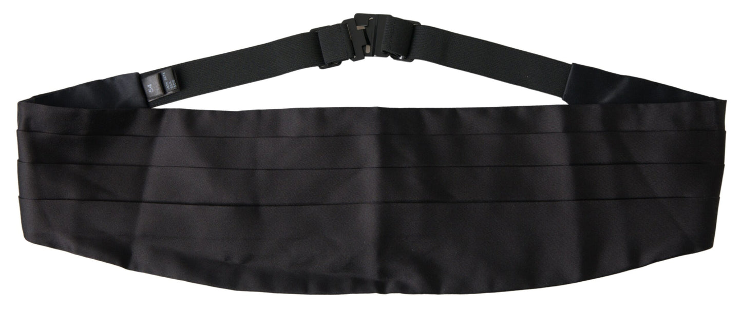 Black Men Wide Waist Silk Belt Cummerbund