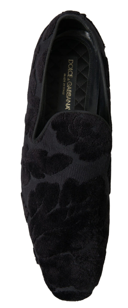 Dolce & Gabbana  Black Brocade Loafers Formal Shoes