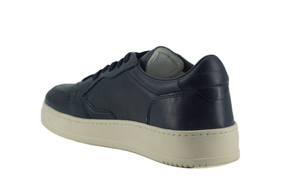 Saxone of Scotland Navy Blue Leather Low Top Sneakers