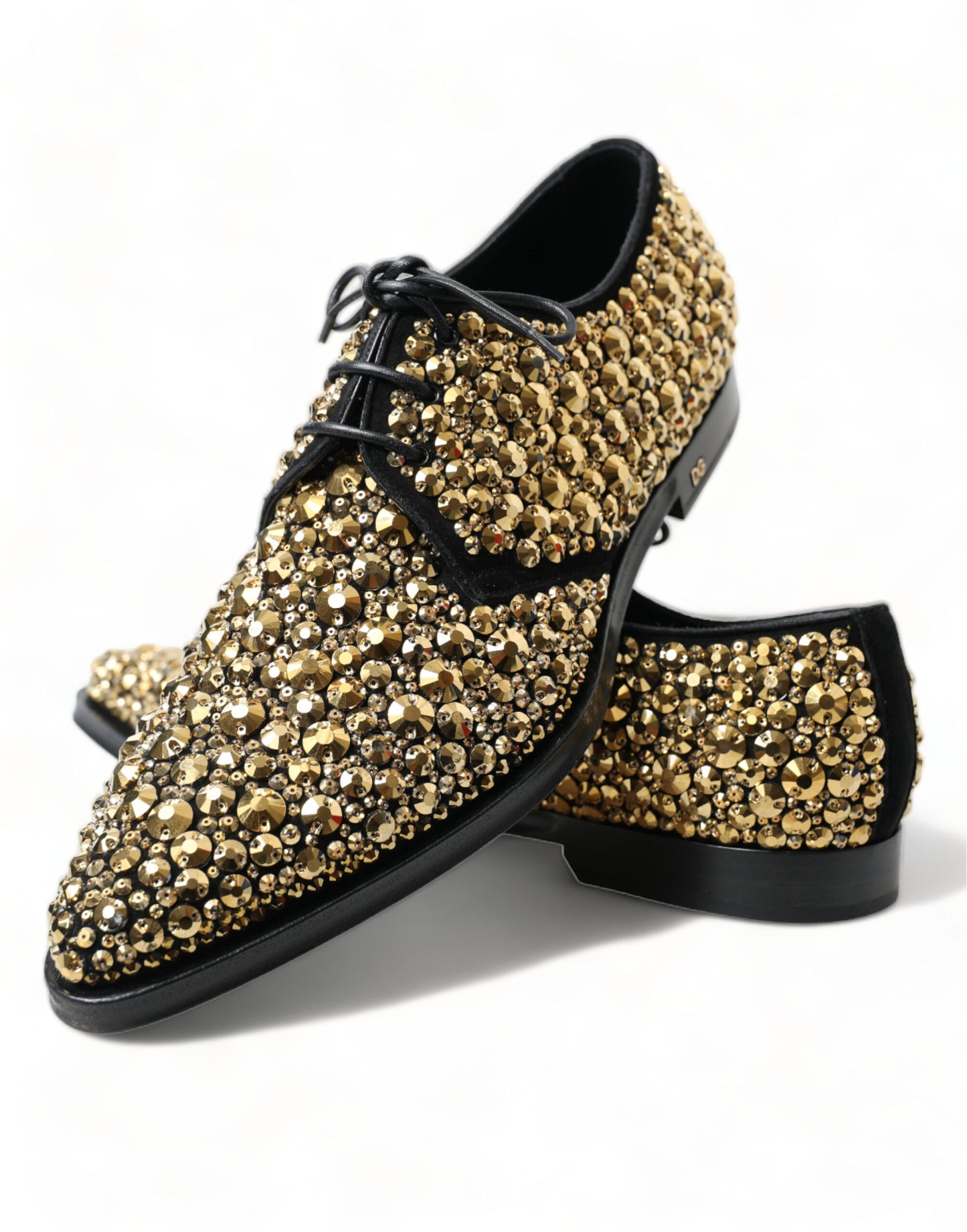 Black Gold Embellished Derby Dress Shoes