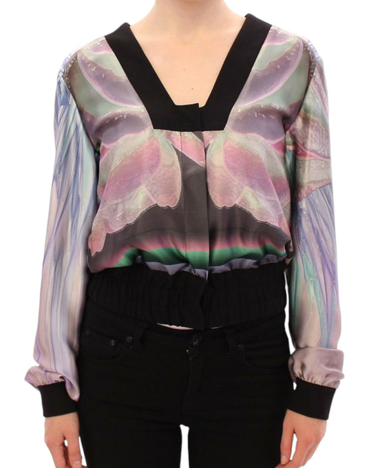 Multicolor silk blouse jacket