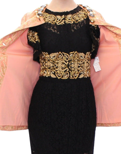 Pink Silk Brocade Crystal Jacket Coat