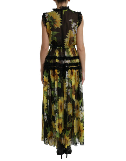 Dolce & Gabbana Elegant Sunflower Silk Maxi Dress