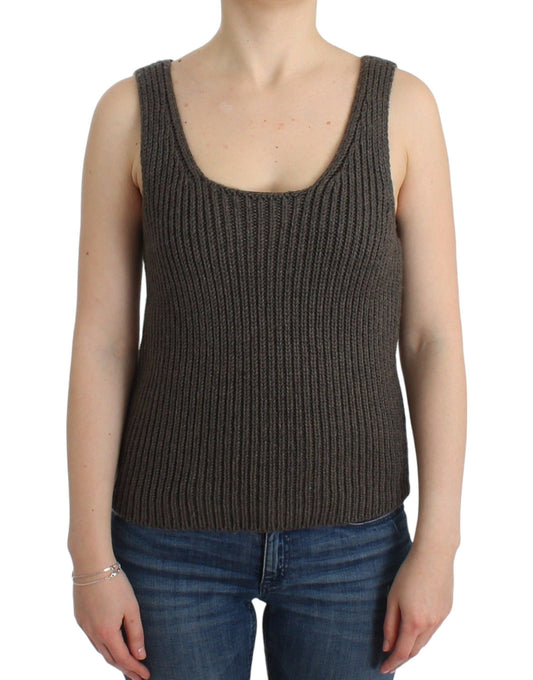 Gray Knit Top Knitted Sweater Merino Wool