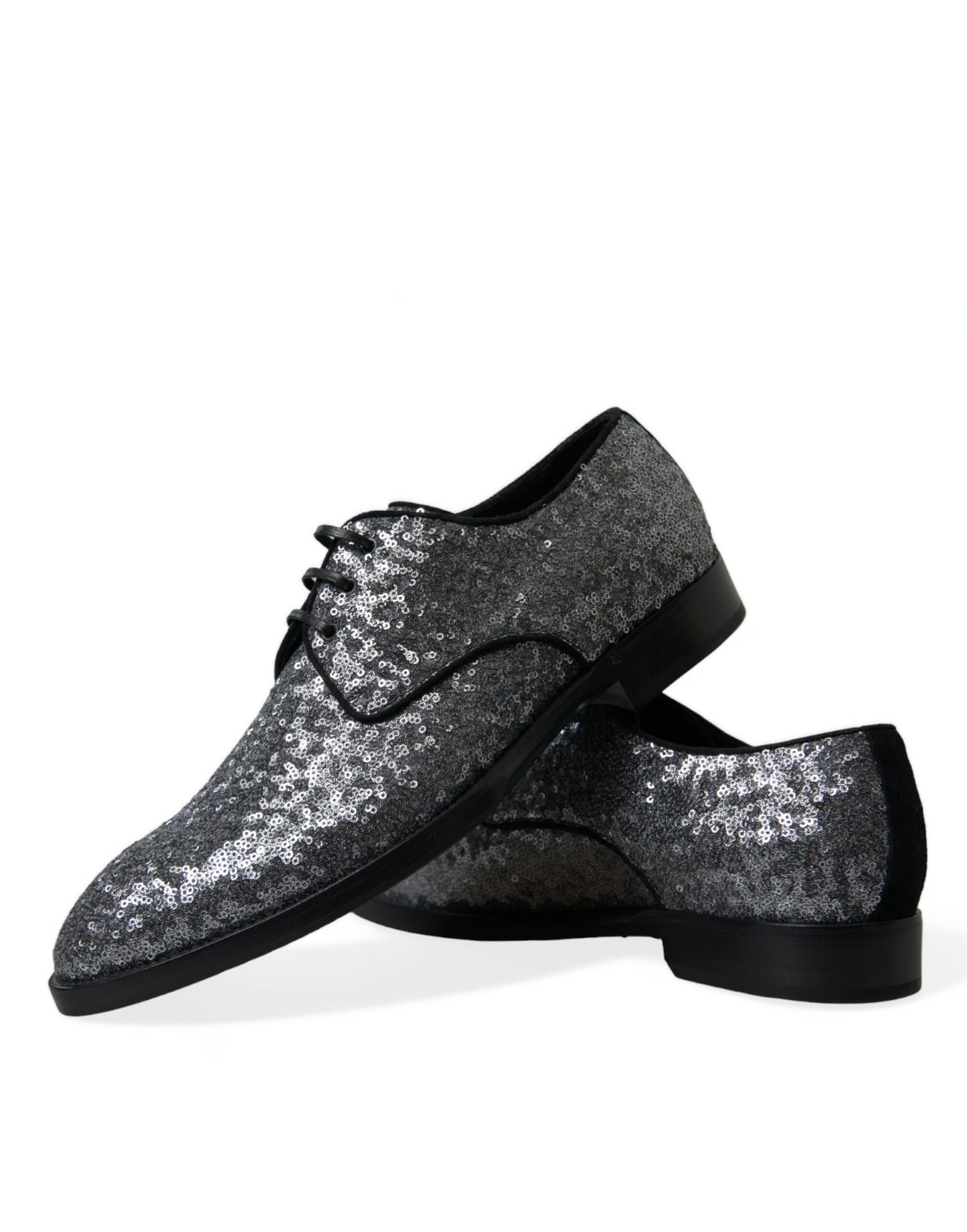 Silver Sequined Lace Up Men Derby Dress Shoes