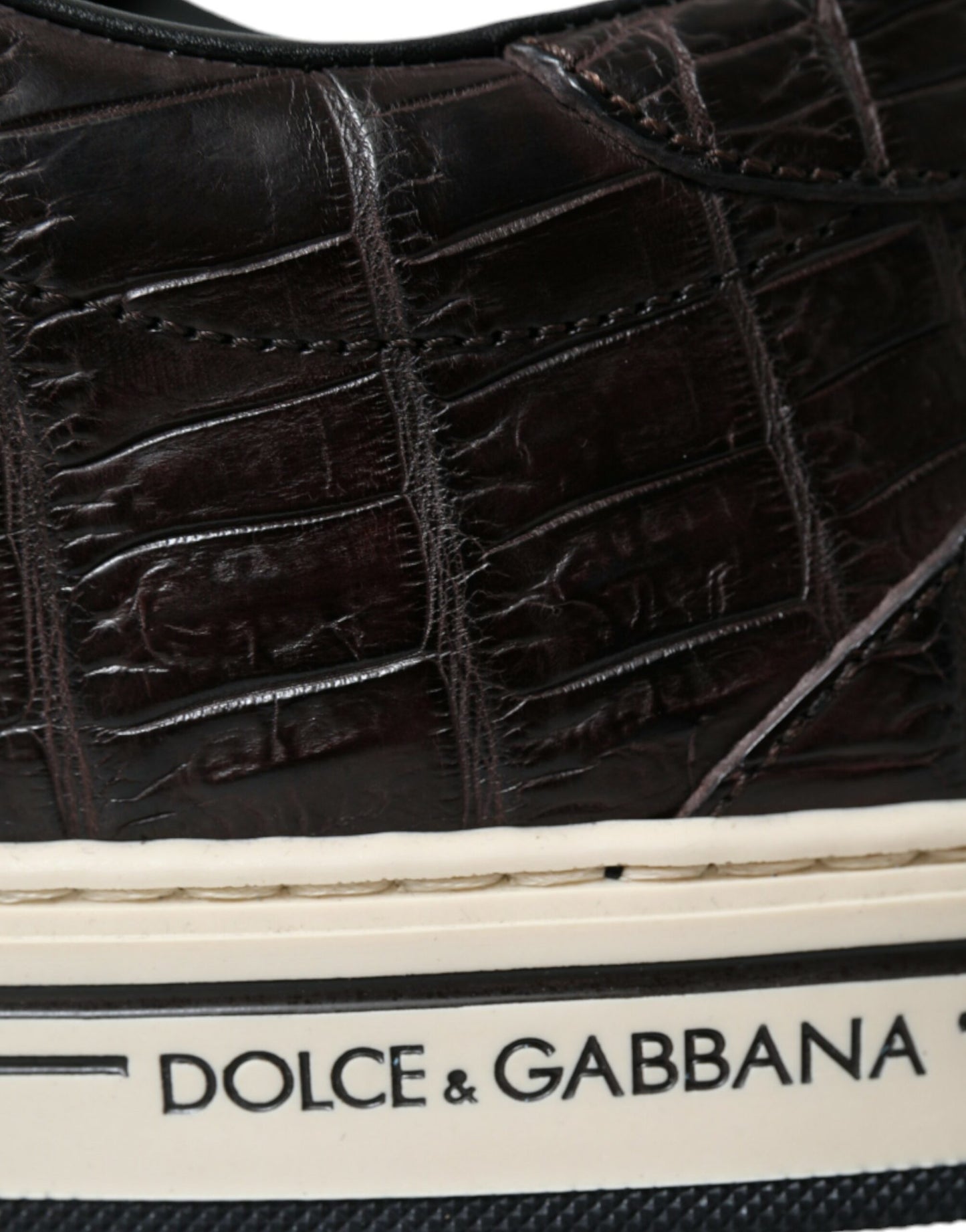 Dolce & Gabbana Brown Croc Exotic Leather Men Casual Sneakers Shoes