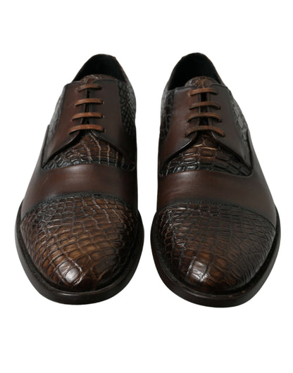 Brown Exotic Leather Lace Up Oxford Dress Shoes