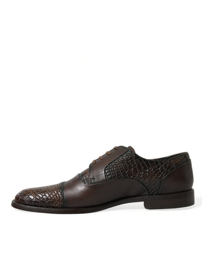 Brown Exotic Leather Lace Up Oxford Dress Shoes