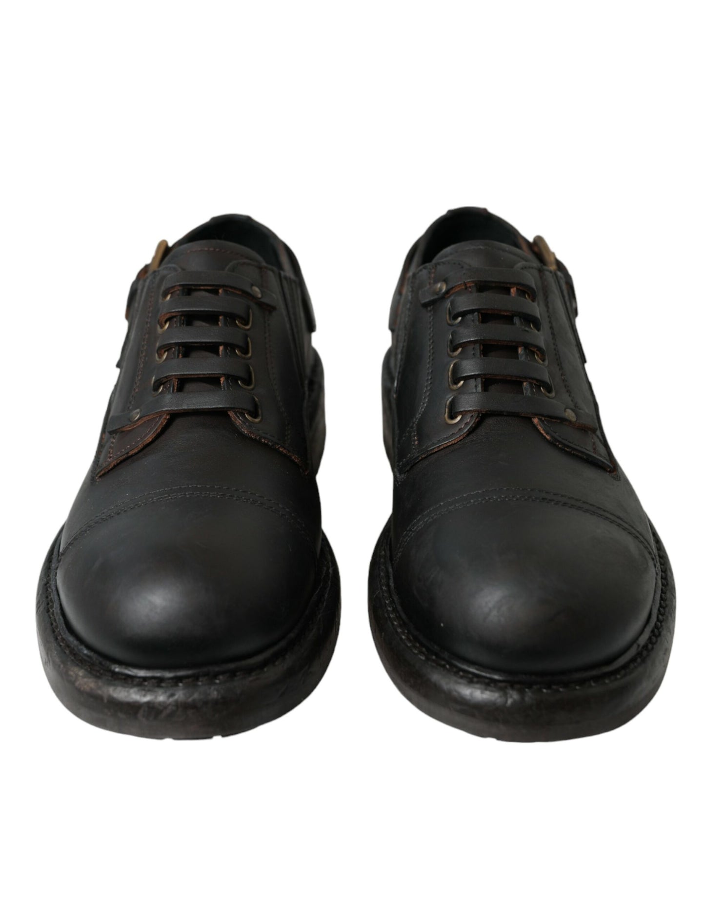 Brown Leather Lace Up Derby Men Dress Shoes