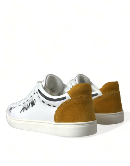 Dolce & Gabbana White Leather LOVE Milano Men Sneakers Shoes