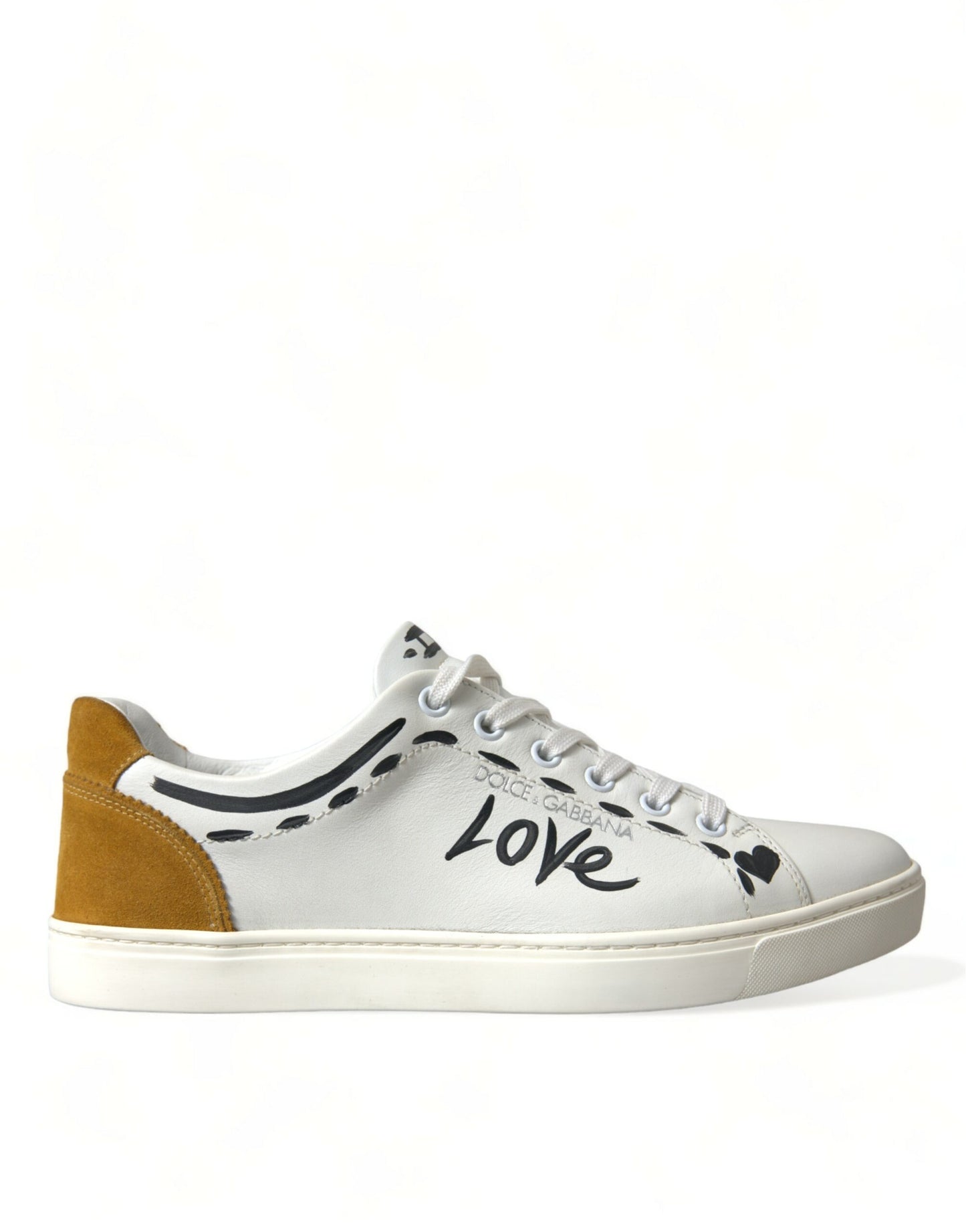 Dolce & Gabbana White Leather LOVE Milano Men Sneakers Shoes