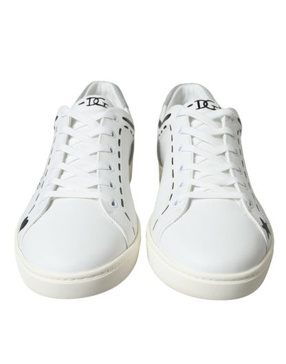 Dolce & Gabbana White Gray Leather LOVE Milano Sneakers Shoes