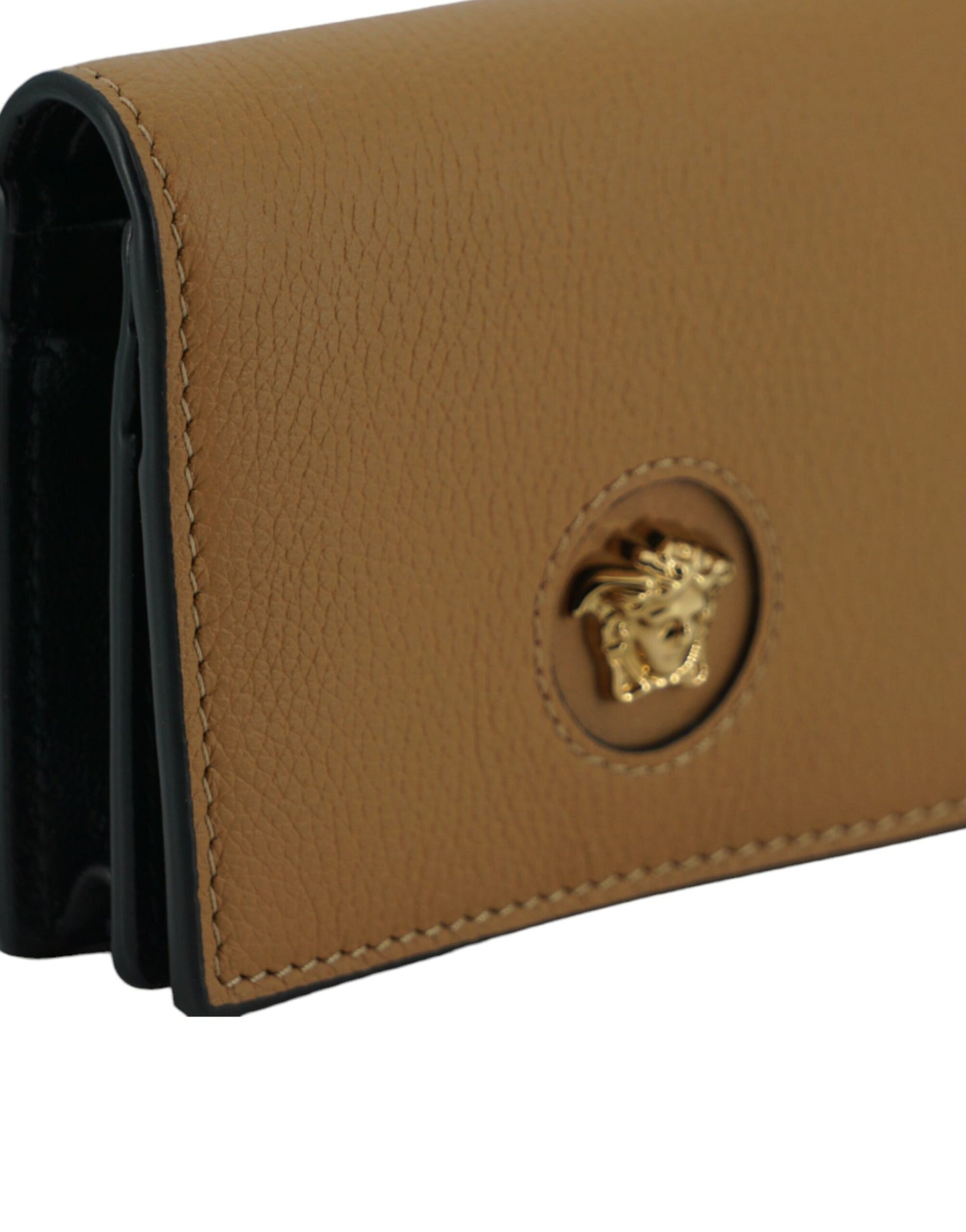 Versace Brown Calf Leather Compact Wallet