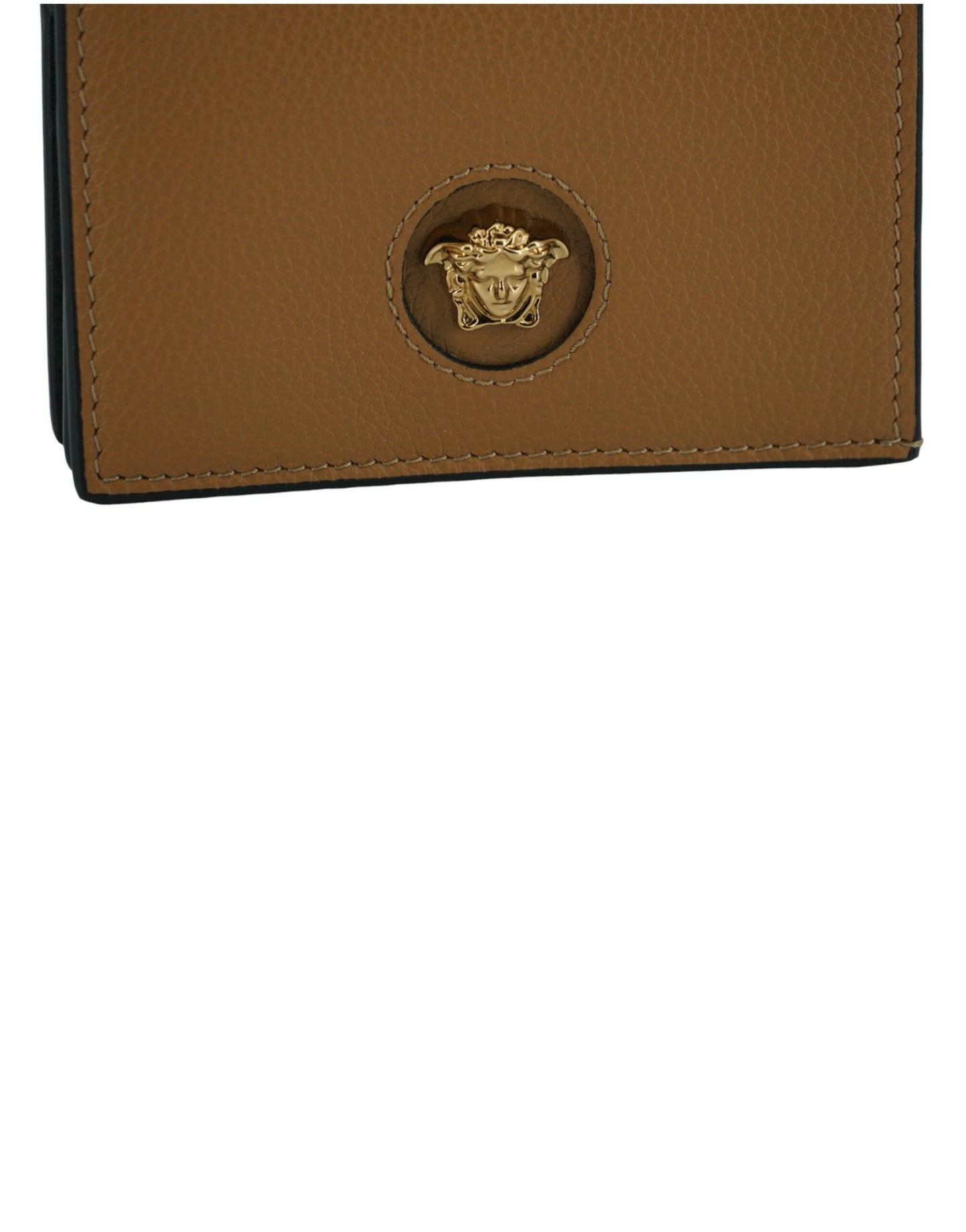 Versace Brown Calf Leather Compact Wallet