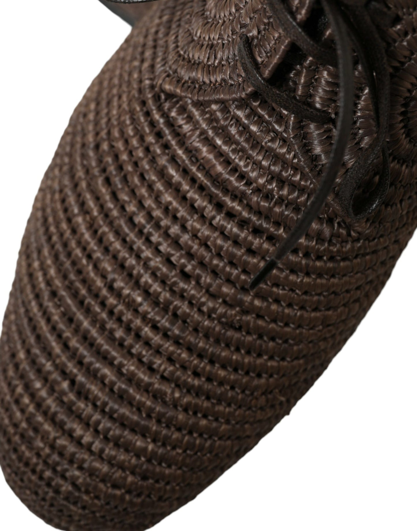 Brown Raffia Lace Up Derby Dress Shoes