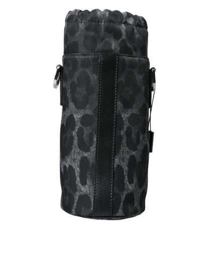 Black Leopard Round Slim Tote Bottle Cage Bag