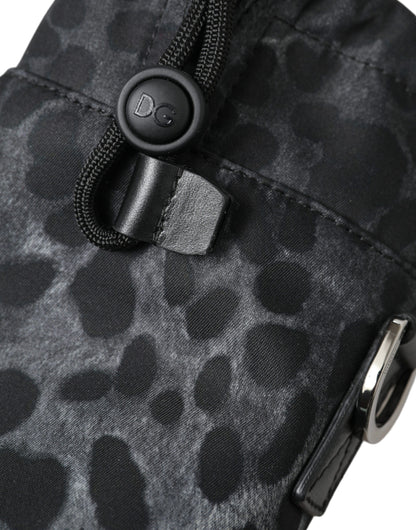 Black Leopard Round Slim Tote Bottle Cage Bag